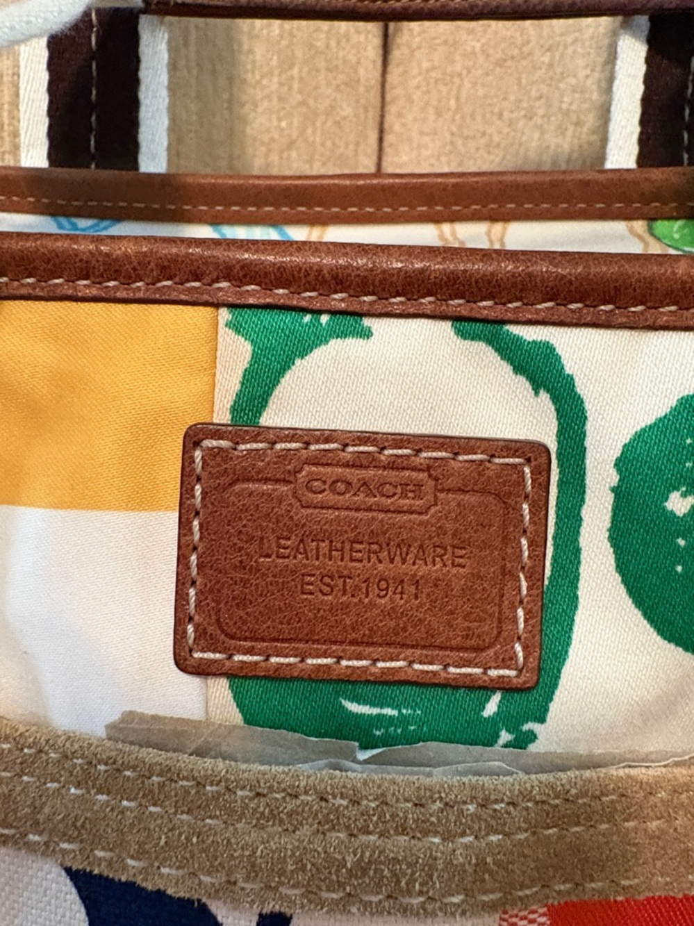 Vintage Coach Multicolor Patchwork Canvas Carryall Tote And Key/Card Holder. - Picture 3 of 16
